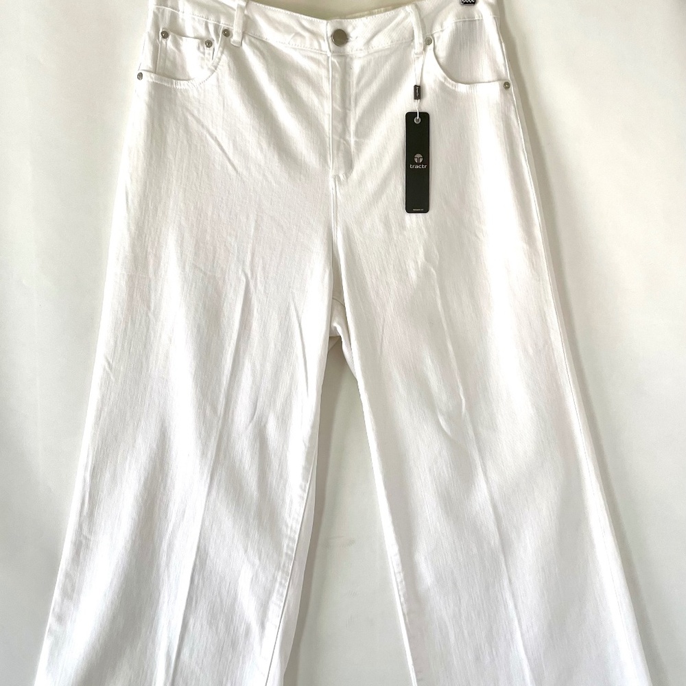 High Rise Wide Leg Jeans - white / sz 8 / 29